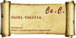 Csiki Cecília névjegykártya